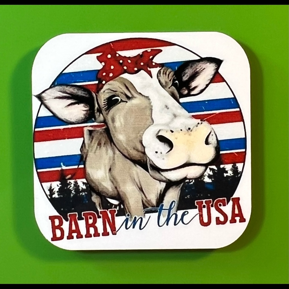 Cow, Barn In The USA, Refrigerator Magnet, New